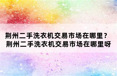 荆州二手洗衣机交易市场在哪里？ 荆州二手洗衣机交易市场在哪里呀